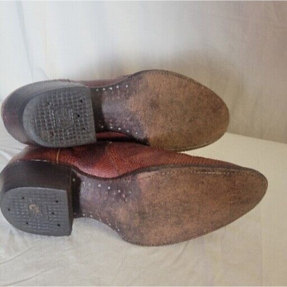 Tony Lama Size 9 4607 Brown Leather Embroidered Cowboy Boots Pointed Toe - Picture 11 of 13